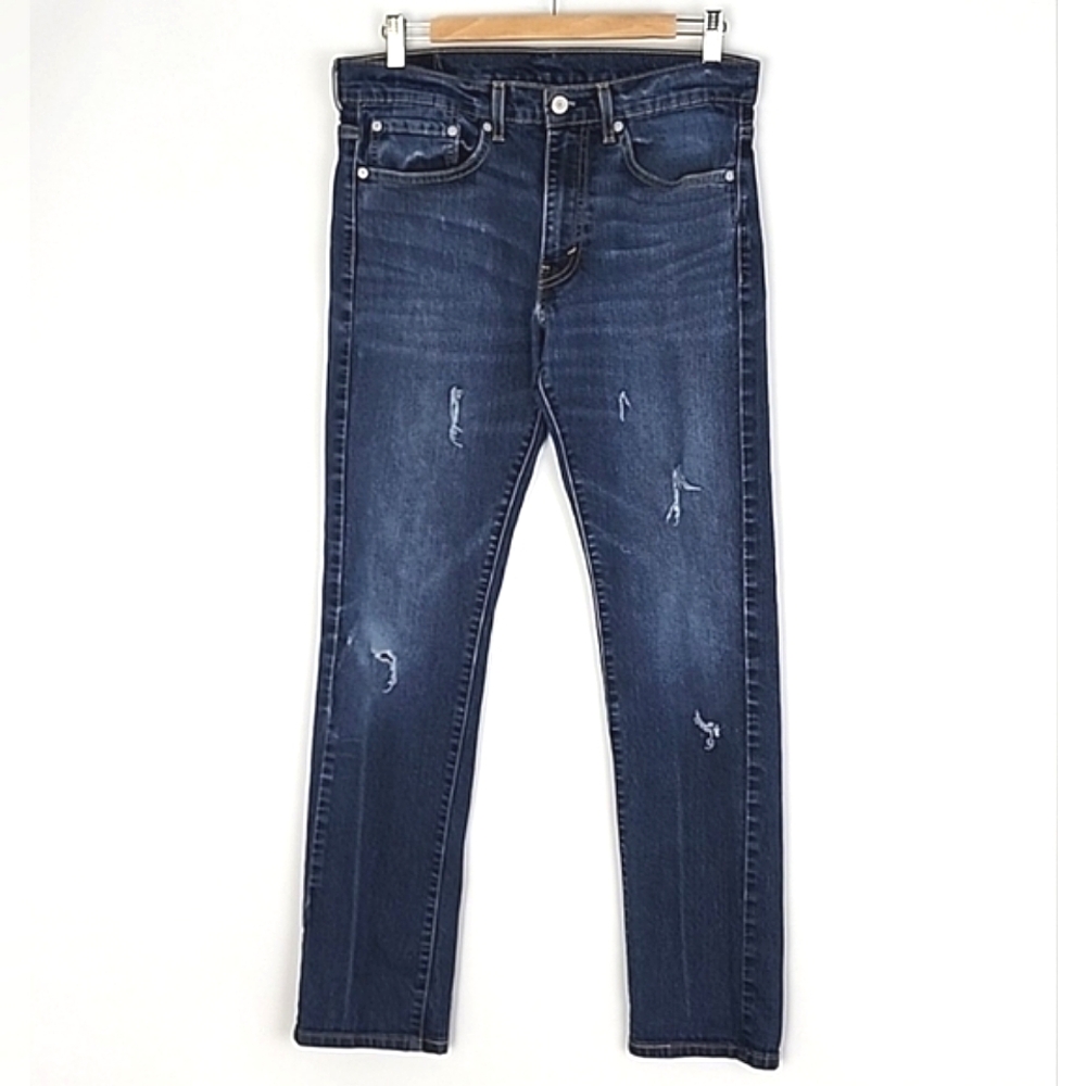 Levi's 513 Men's Slim Straight Distressed Denim Blue Jeans Size W32 L32